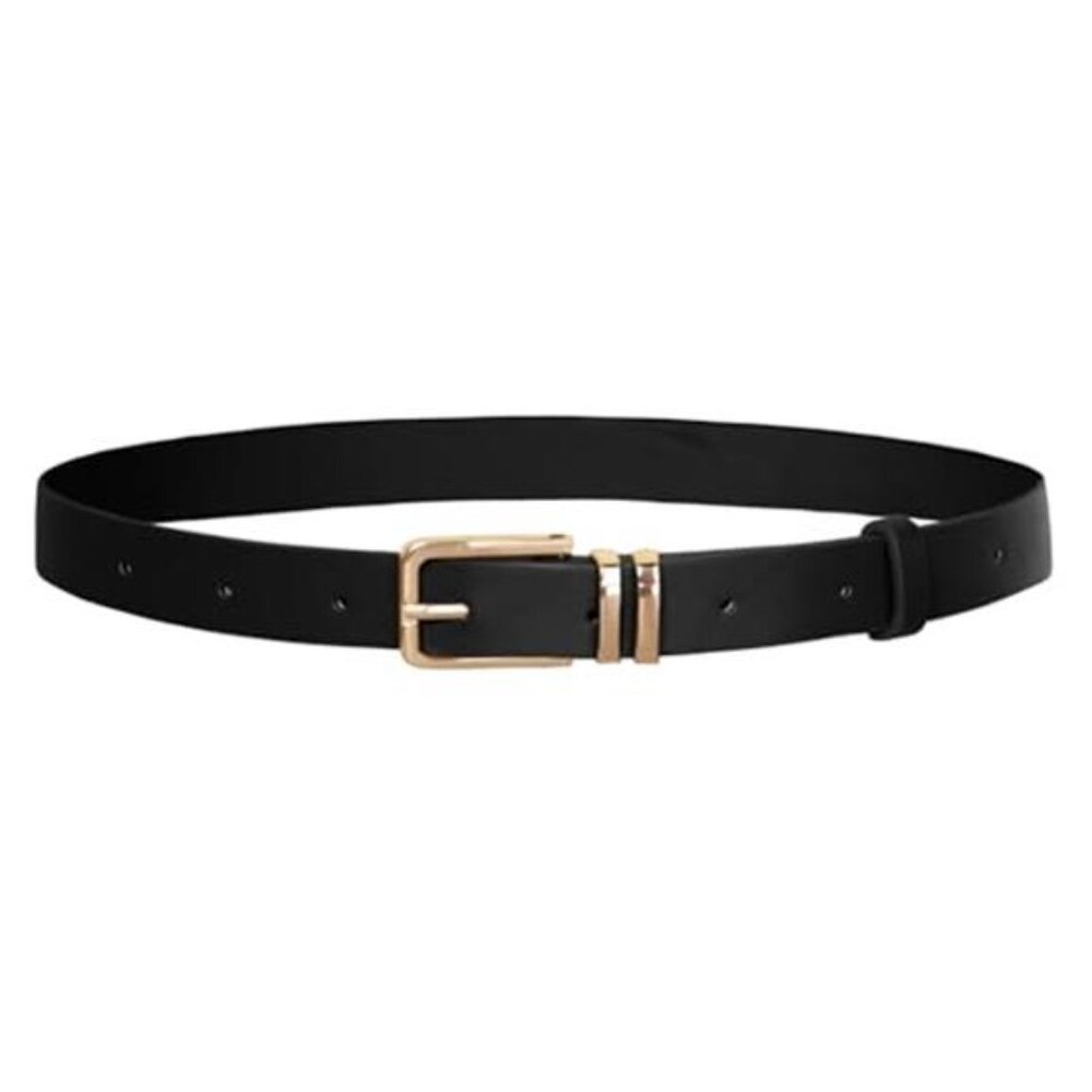 Women Skinny Leather Belt Gold Buckle PU Waist Belt Jeans Dress